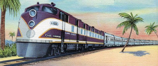 Take the Champion streamliner to Florida on the Atlantic Coast Line Railroad