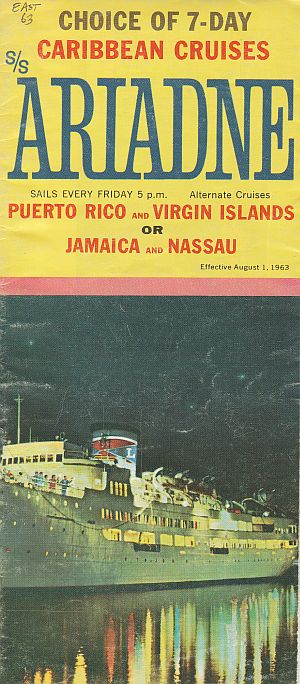 ss Ariadne brochure issued August 1, 1963