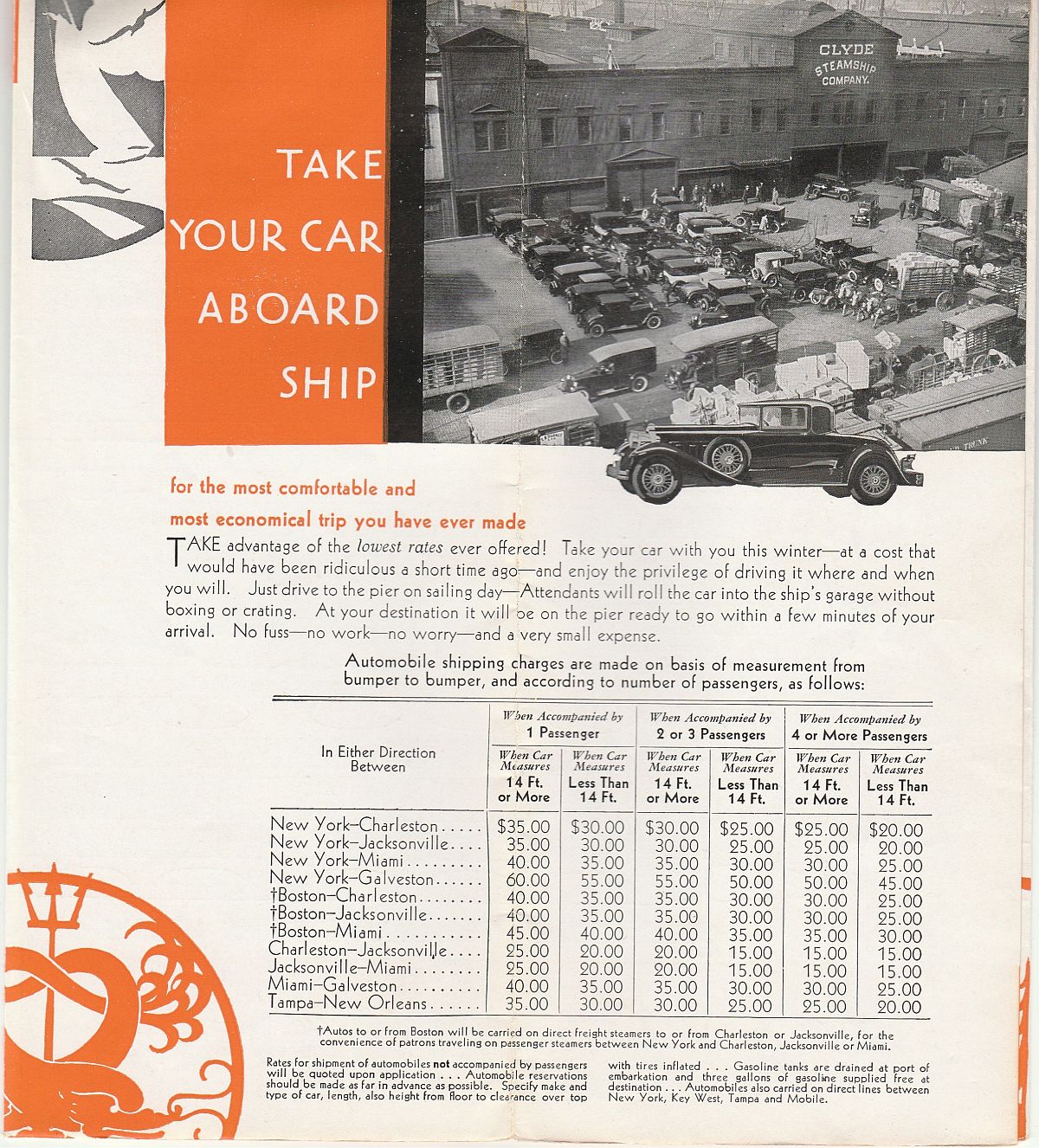 Clyde-Mallory Lines Take your car aboard ship: For the most comfortable and most economical trip you have ever made