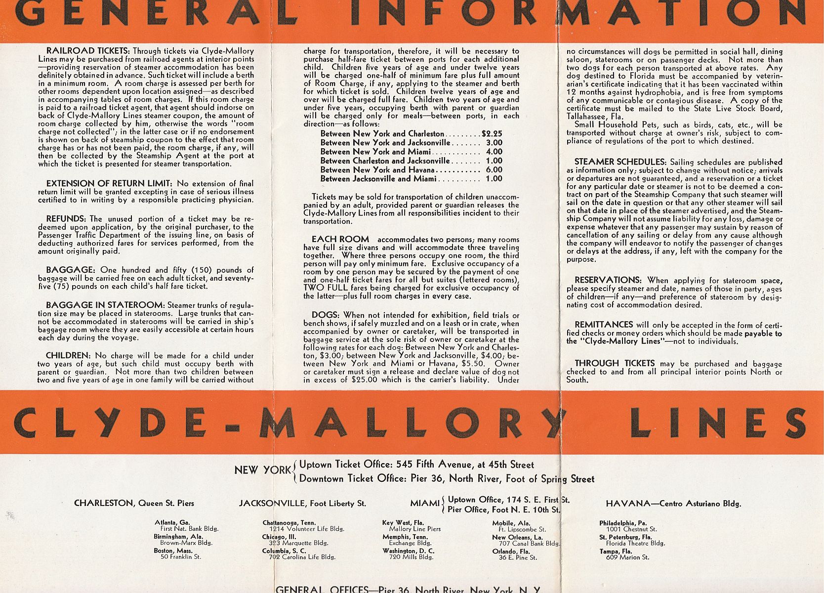 Clyde-Mallory Lines General Information: About fares, tickets, schedules & offices