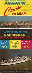 Cover of brochure for ss Evangeline 7, 10 & 14 day cruises from Miami to the  West Indies, Caribbean and South America