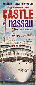 Cover of ss Yarmouth Castle brochure for 7-day cruises from New York to Nassau