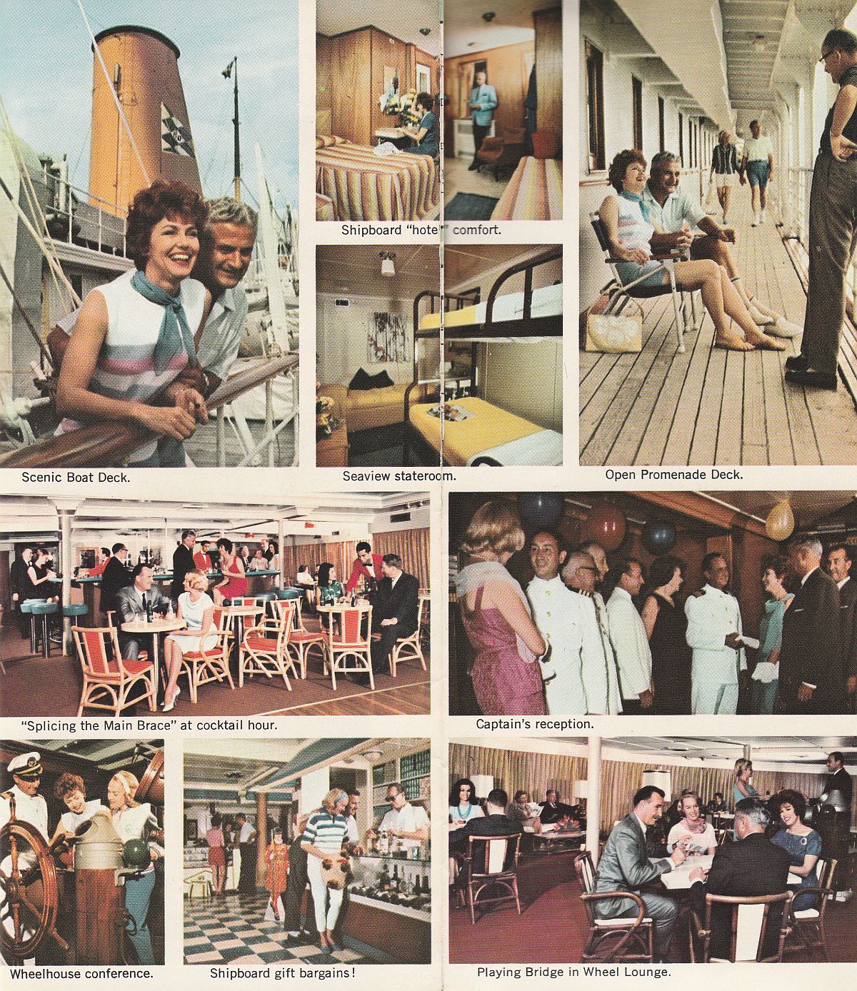 ss Florida Onboard ss Florida: Staterooms, Main Brace cocktail lounge, Wheel Lounge card room, open promenade, etc.