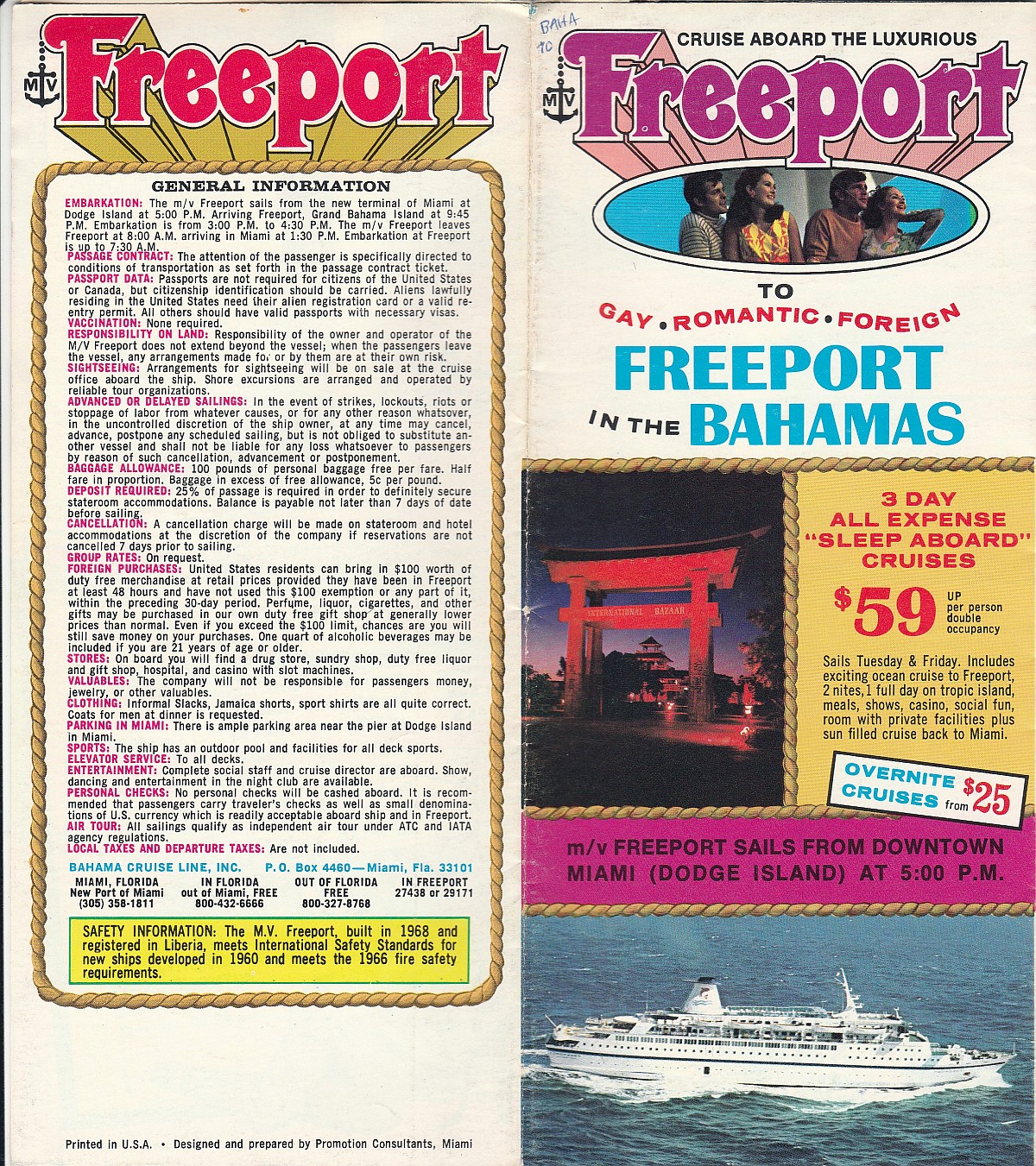 mv Freeport effective 1970: Front cover and general information