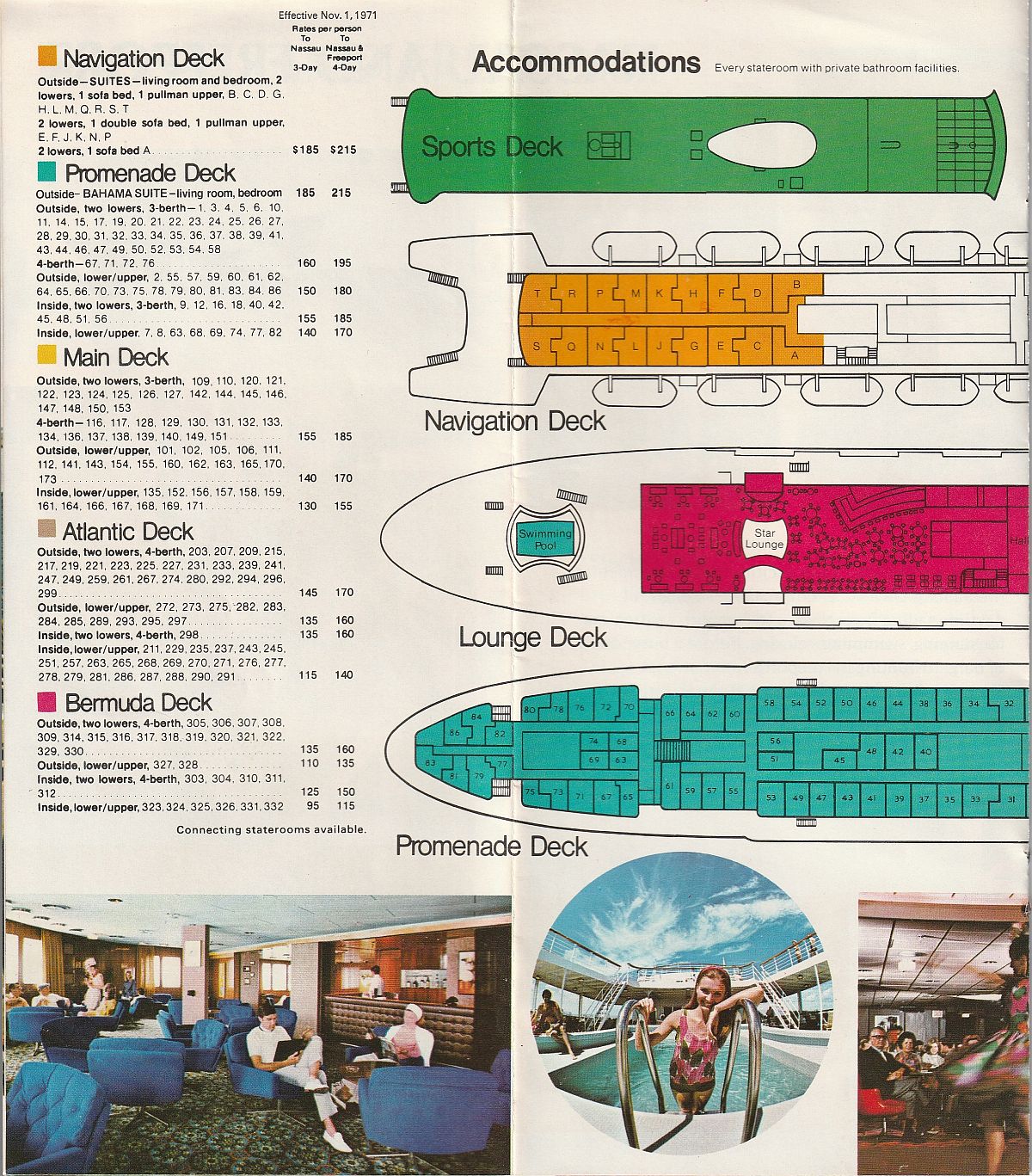 ss New Bahama Star Accommodations and rates: Decks plans, part one