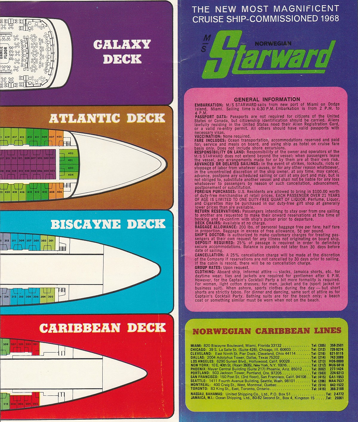 ms Starward Forward deck plans (cont'd): General information